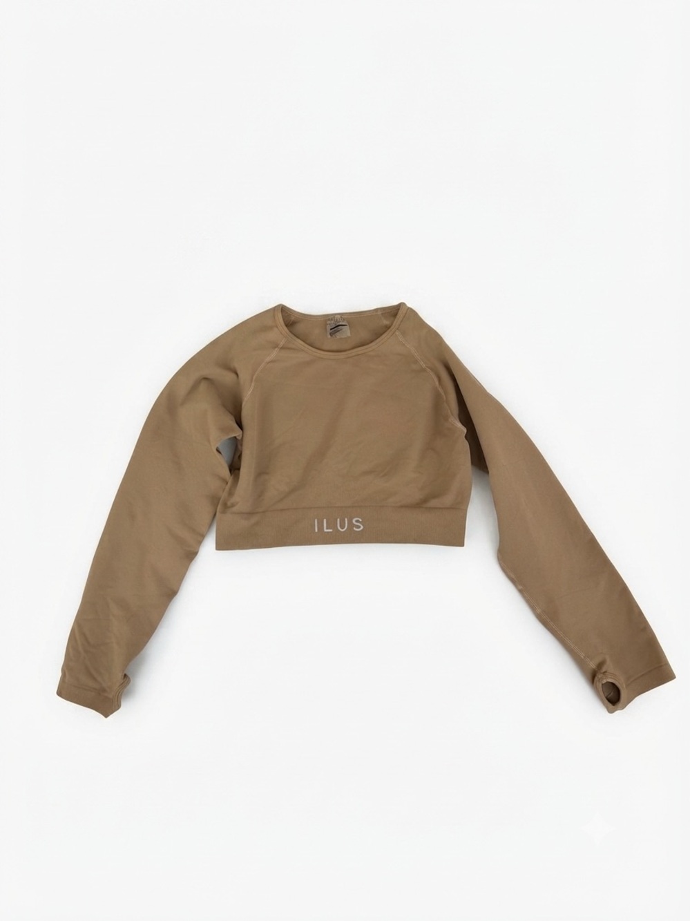 ILUS cropped camel long sleeve top